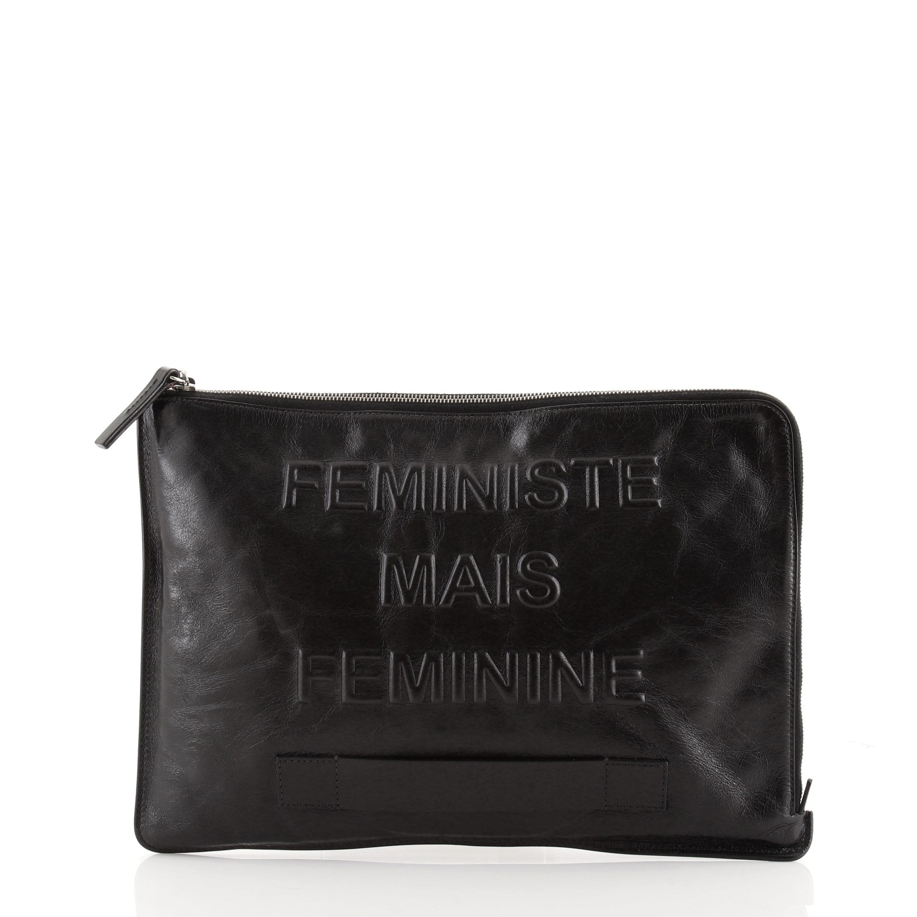 Feminine Pouch Crinkled Leather Large