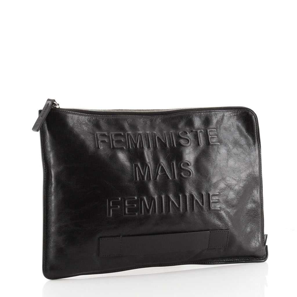 Feminine Pouch Crinkled Leather Large
