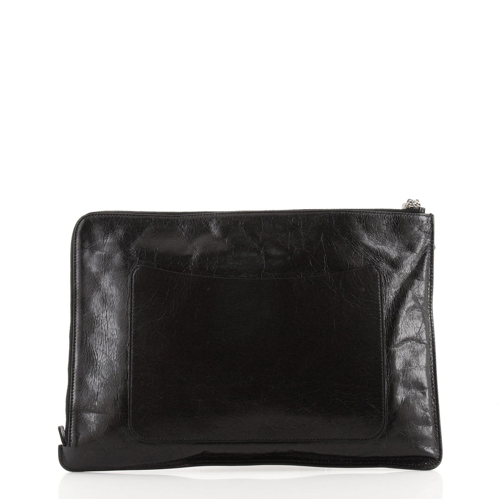 Feminine Pouch Crinkled Leather Large
