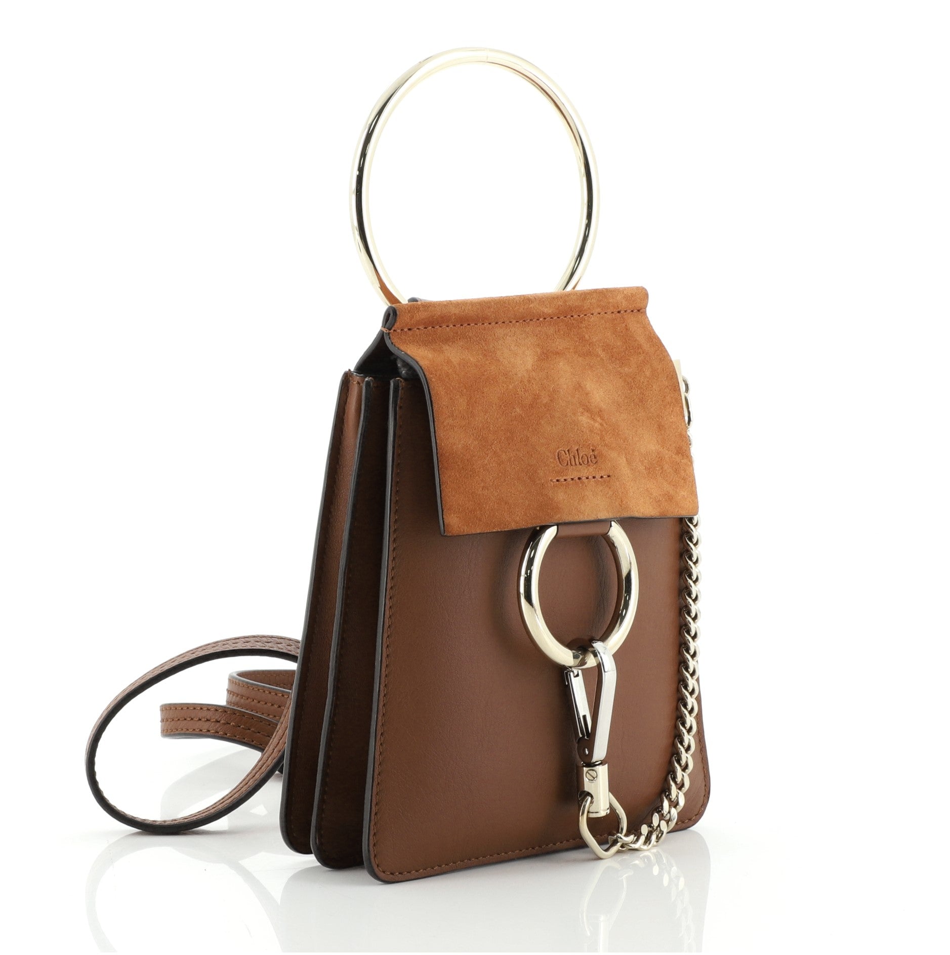 Faye Bracelet Crossbody Bag Leather and Suede Mini