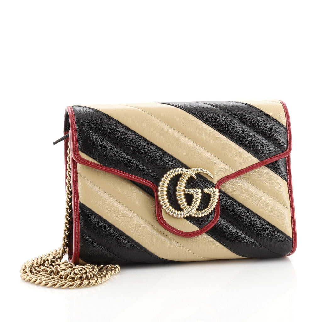 GG Marmont Chain Wallet Diagonal Quilted Leather Mini