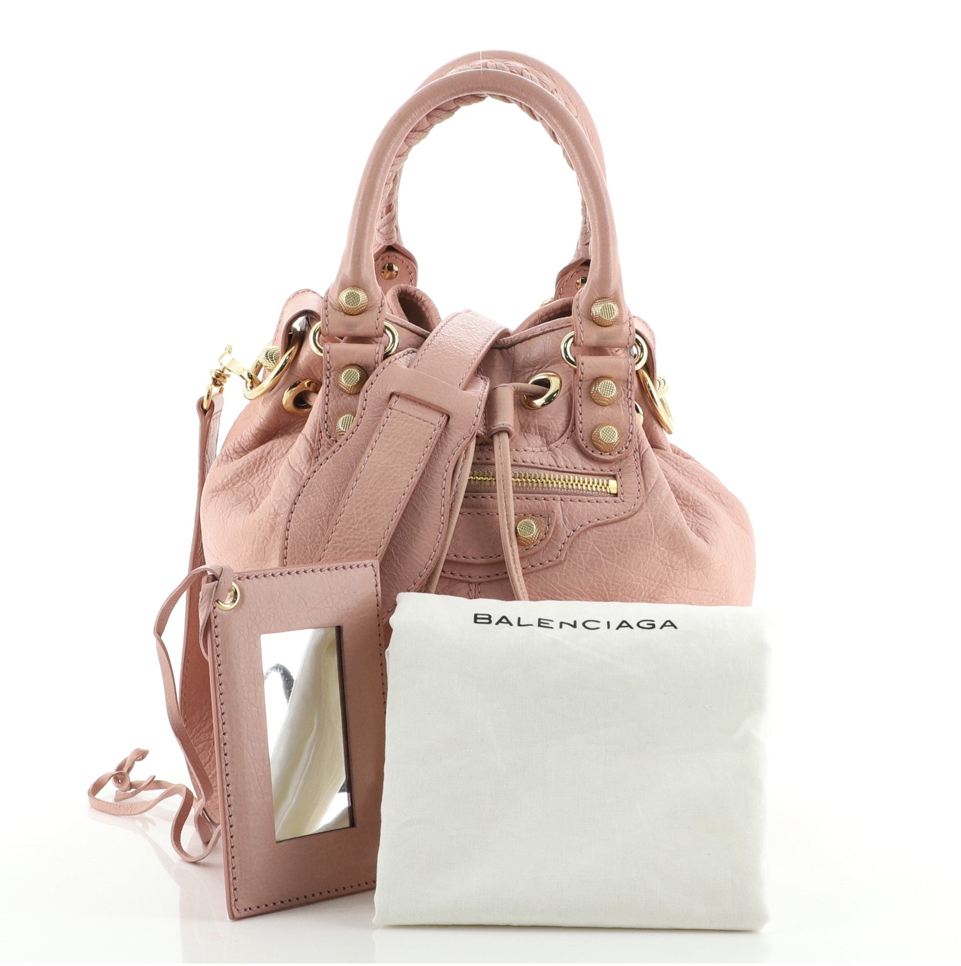 Pom Pon Giant Studs Bag Leather Mini