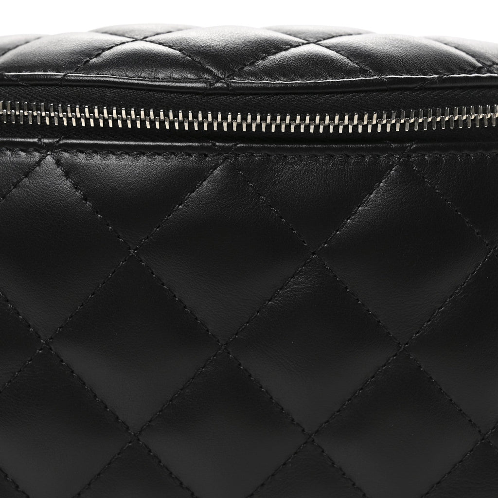 Calfskin Quilted Waist Belt Bag Black