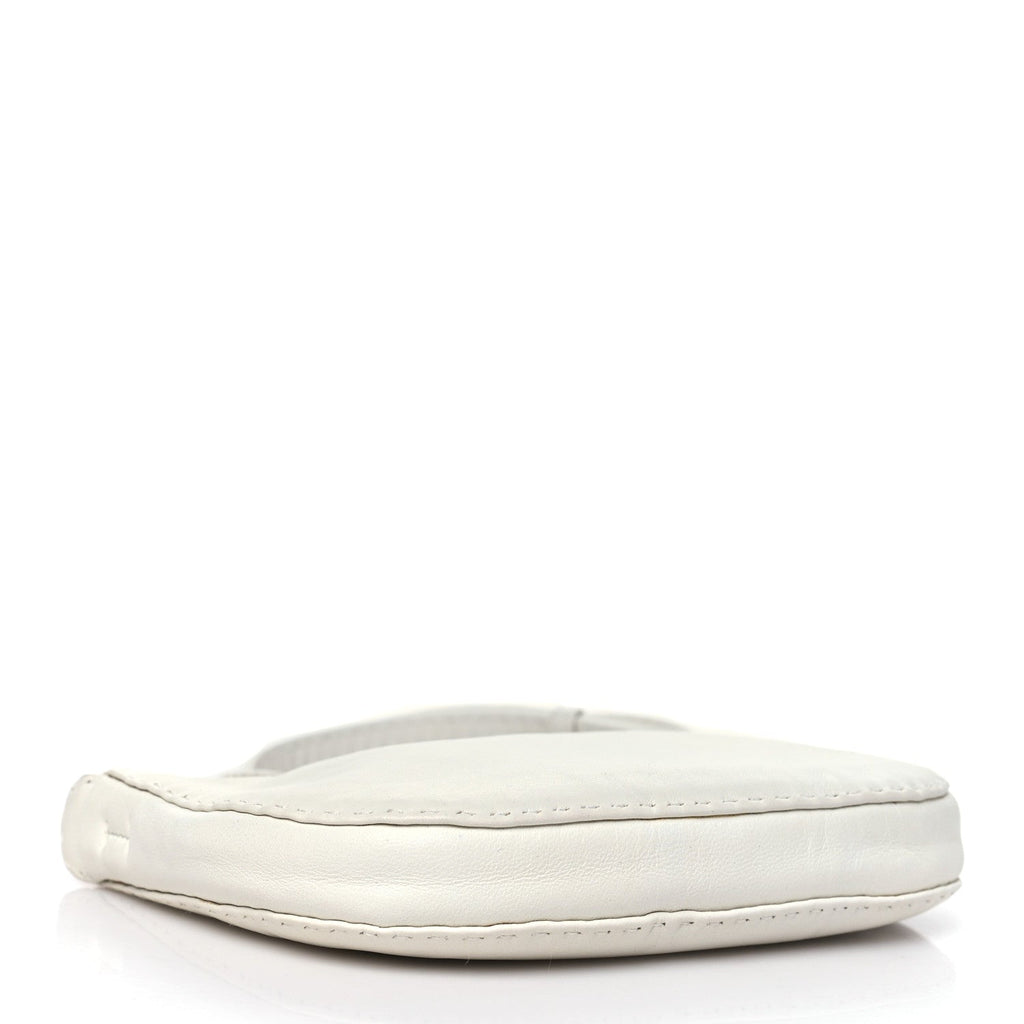 Soft Lambskin Mini Croissant Pouch Crossbody Bag White