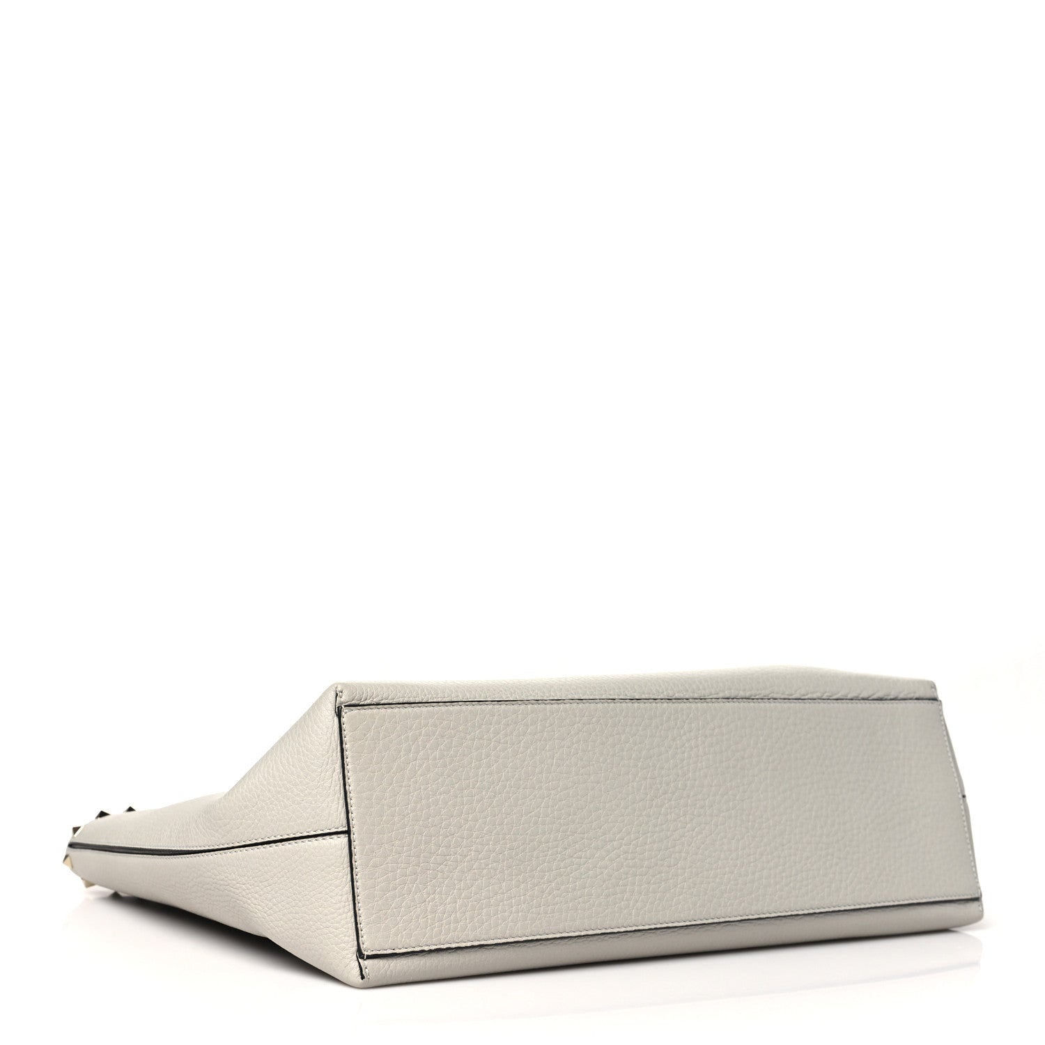 Grained Calfskin Rockstud Shoulder Tote Opal Grey