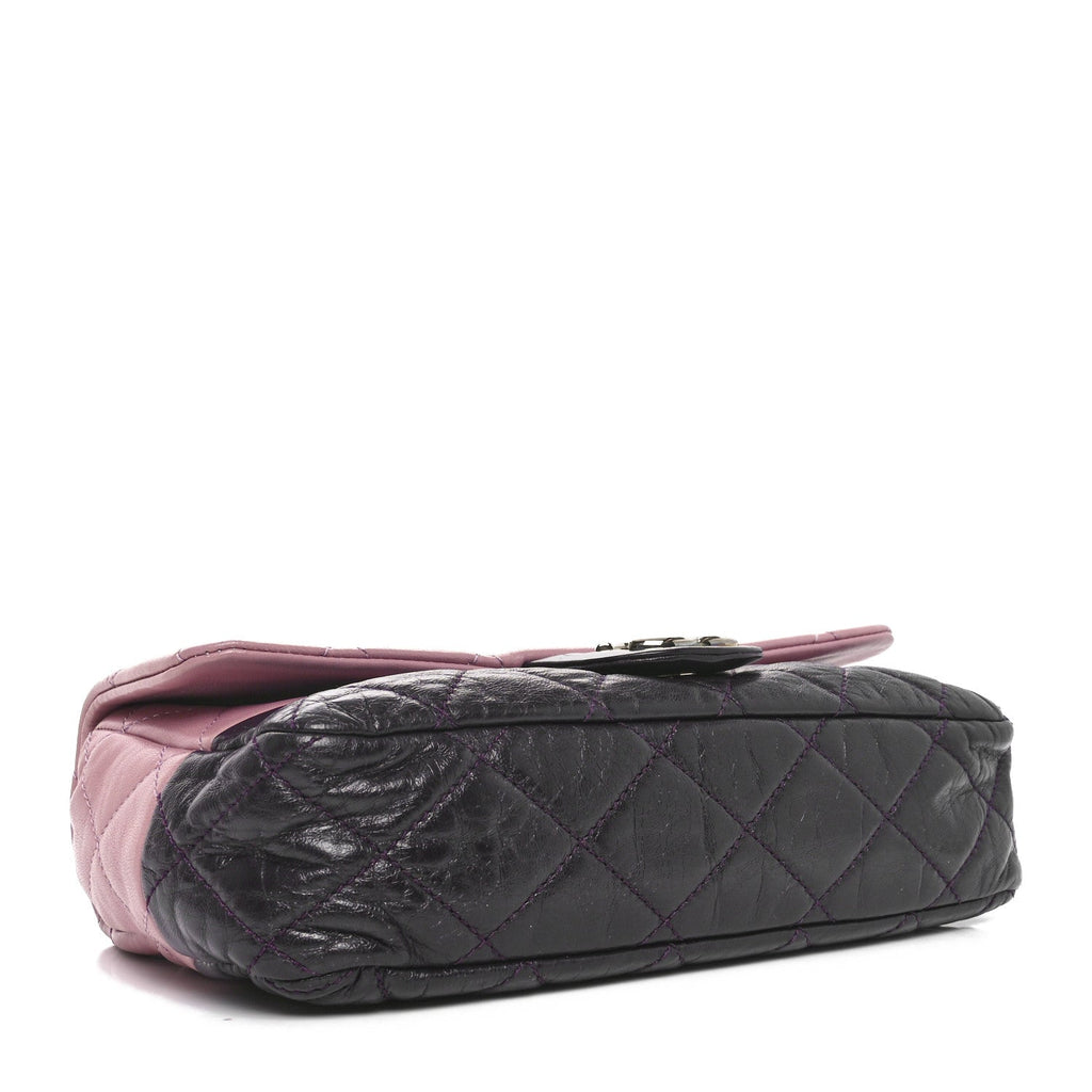 Lambskin Quilted Bi-Color Medium Single Flap Light Purple