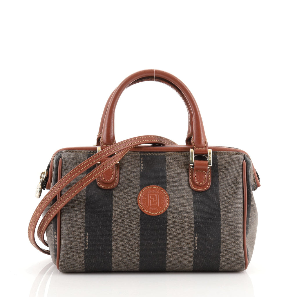 Vintage Pequin Convertible Boston Bag Coated Canvas Mini