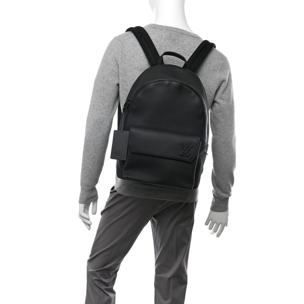 Grained Calfskin Aerogram Takeoff Backpack Black