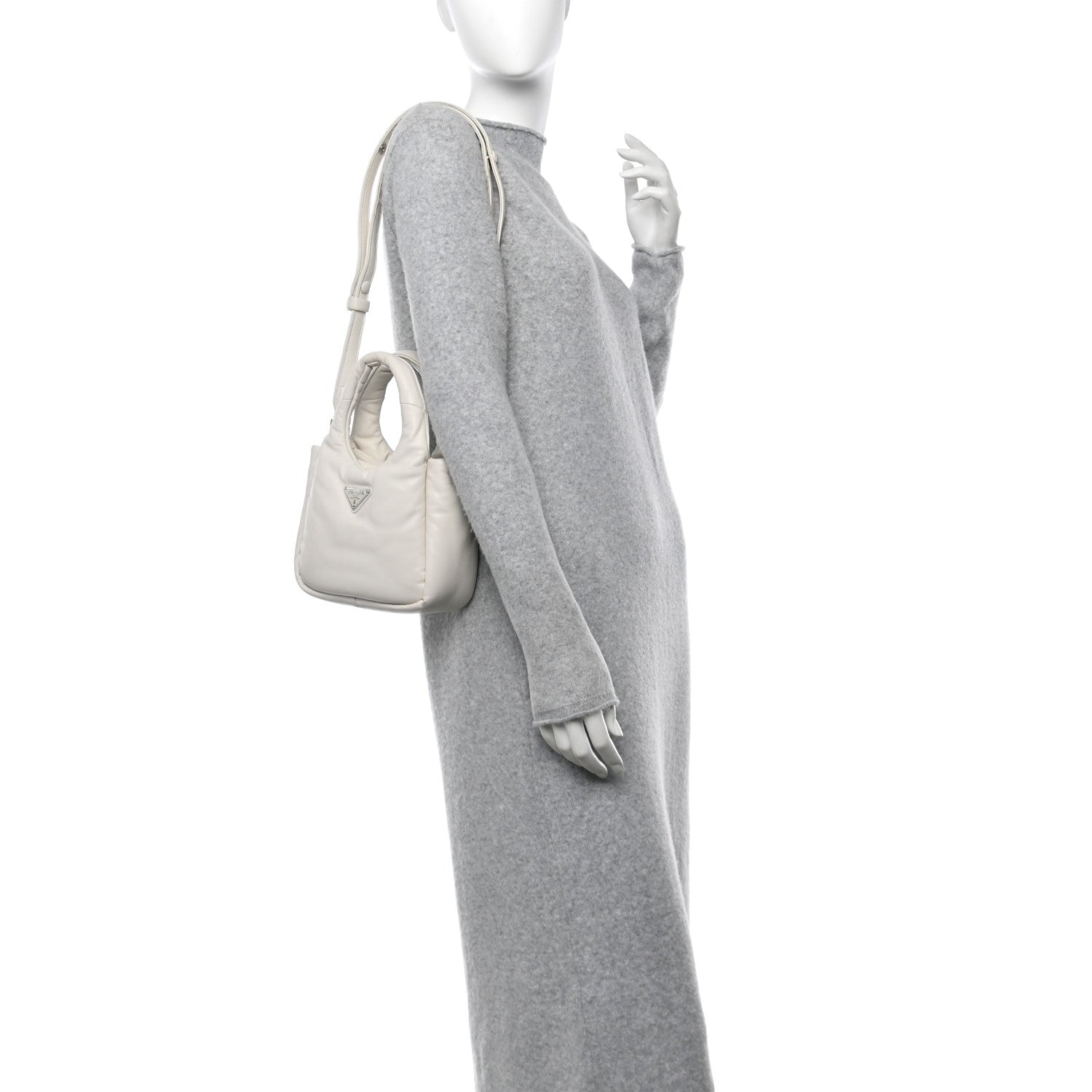 Nappa Soft Padded Small Double Handled Shoulder Bag White