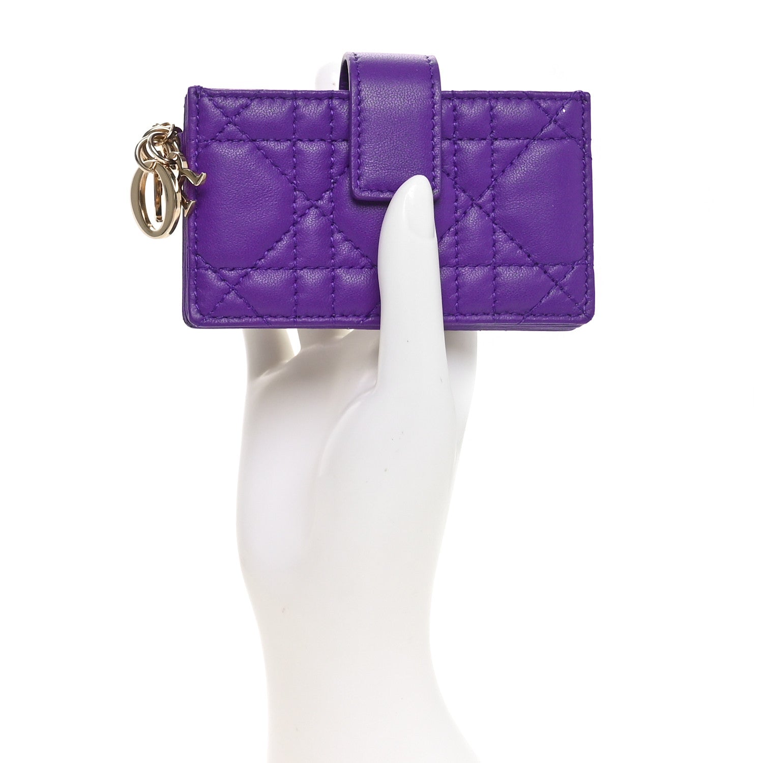 Lambskin Cannage Lady Dior Jasmine 5-Gusset  Holder Purple Jamu
