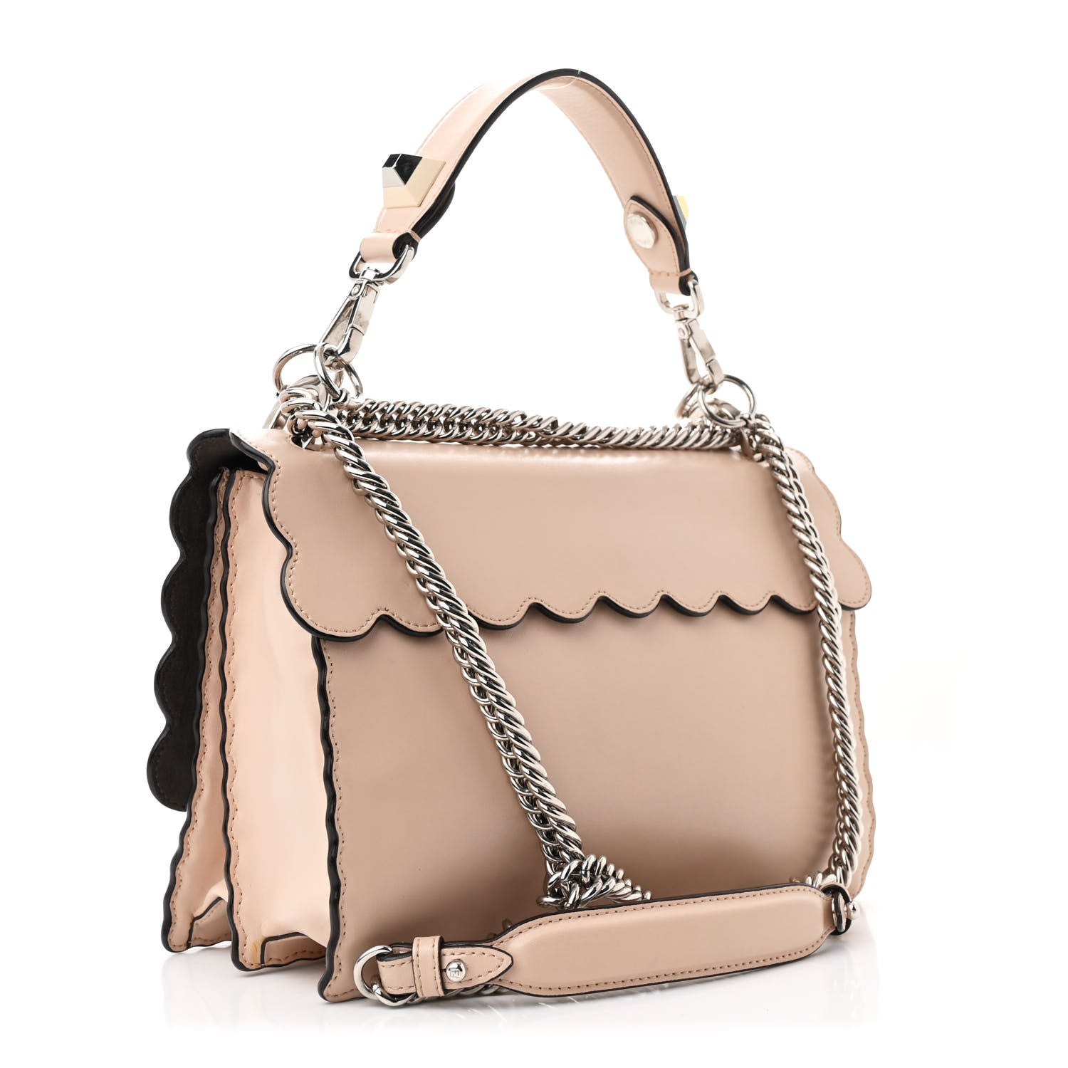 Vitello Liberty Scalloped Studded Kan I Shoulder Bag Plaster