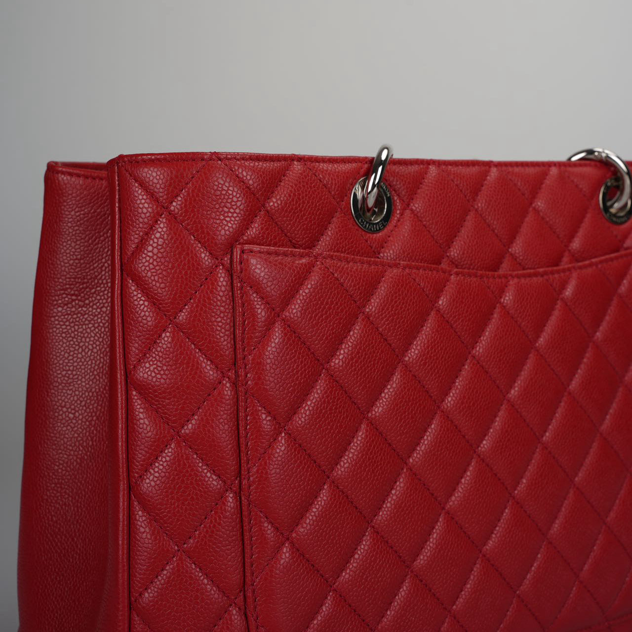 Chanel Red Large Grand Shopping Tote Red GST Bag in Caviar 2011-2012