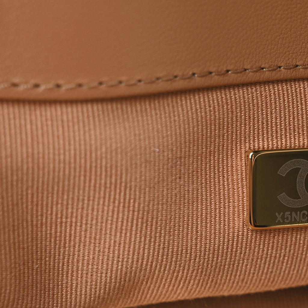 Lambskin Quilted Medium Chanel 19 Flap Light Brown