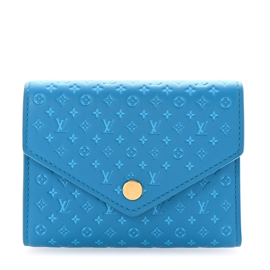 Calfskin Nanogram Embossed Victorine Wallet Bleu