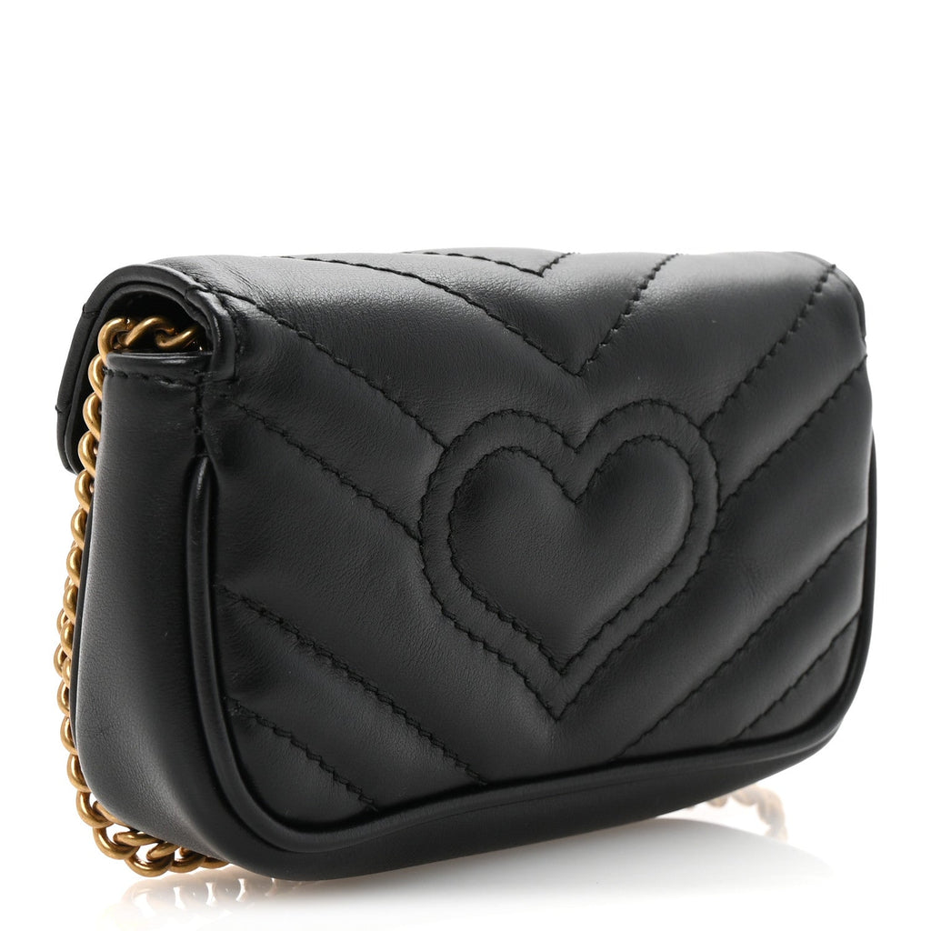 Calfskin Matelasse GG Marmont 2.0 Coin Purse On A Chain Black
