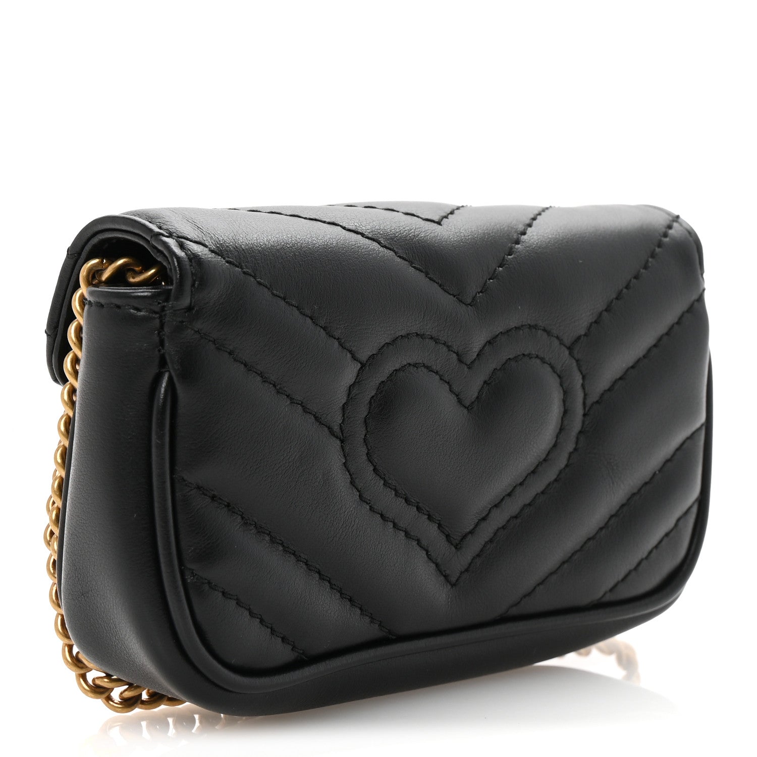 Calfskin Matelasse GG Marmont 2.0 Coin Purse On A Chain Black