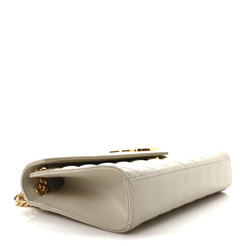 Grain De Poudre Textured Mixed Matelasse Medium Triquilt Monogram Satchel Crema Soft