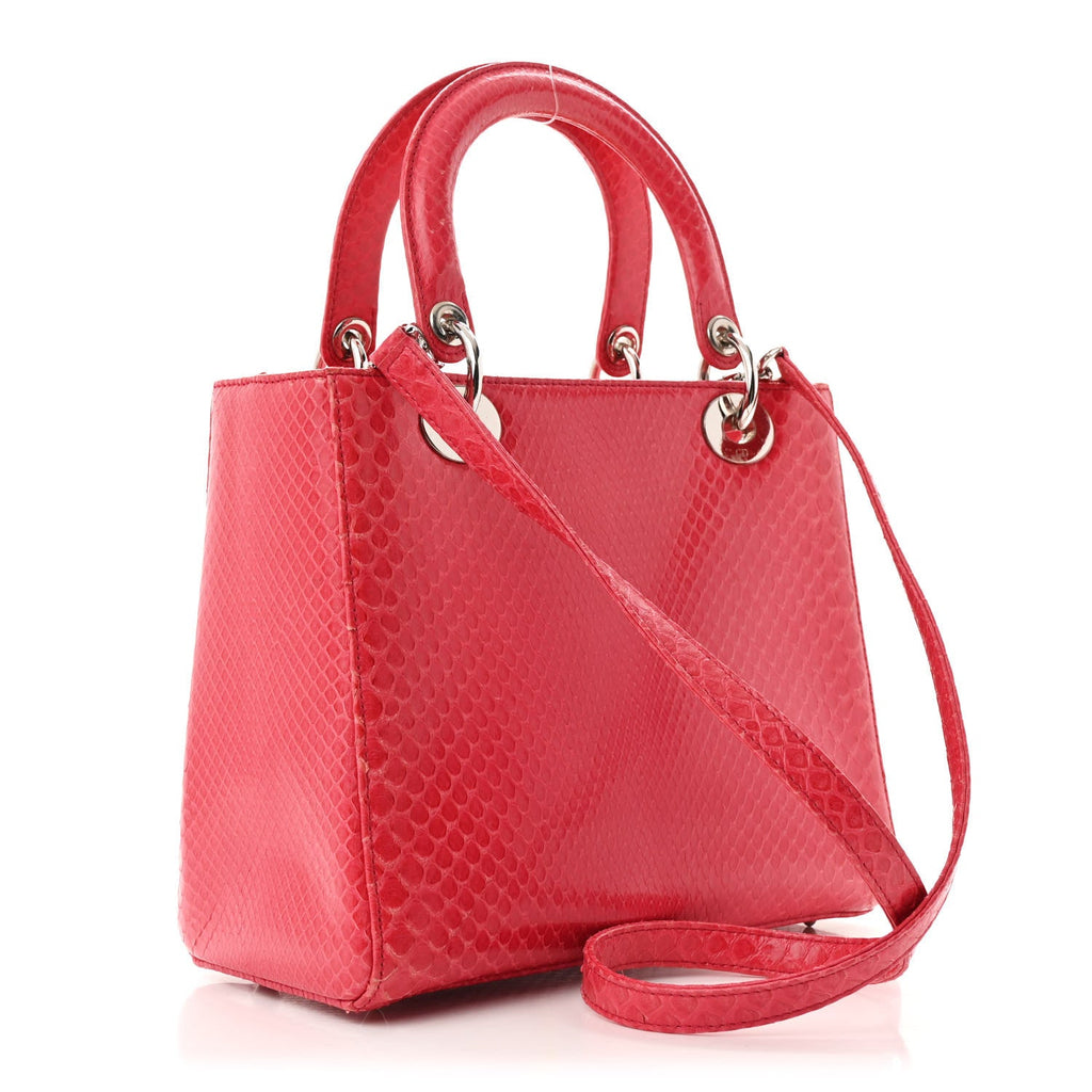 Snakeskin Medium Lady Dior Pink