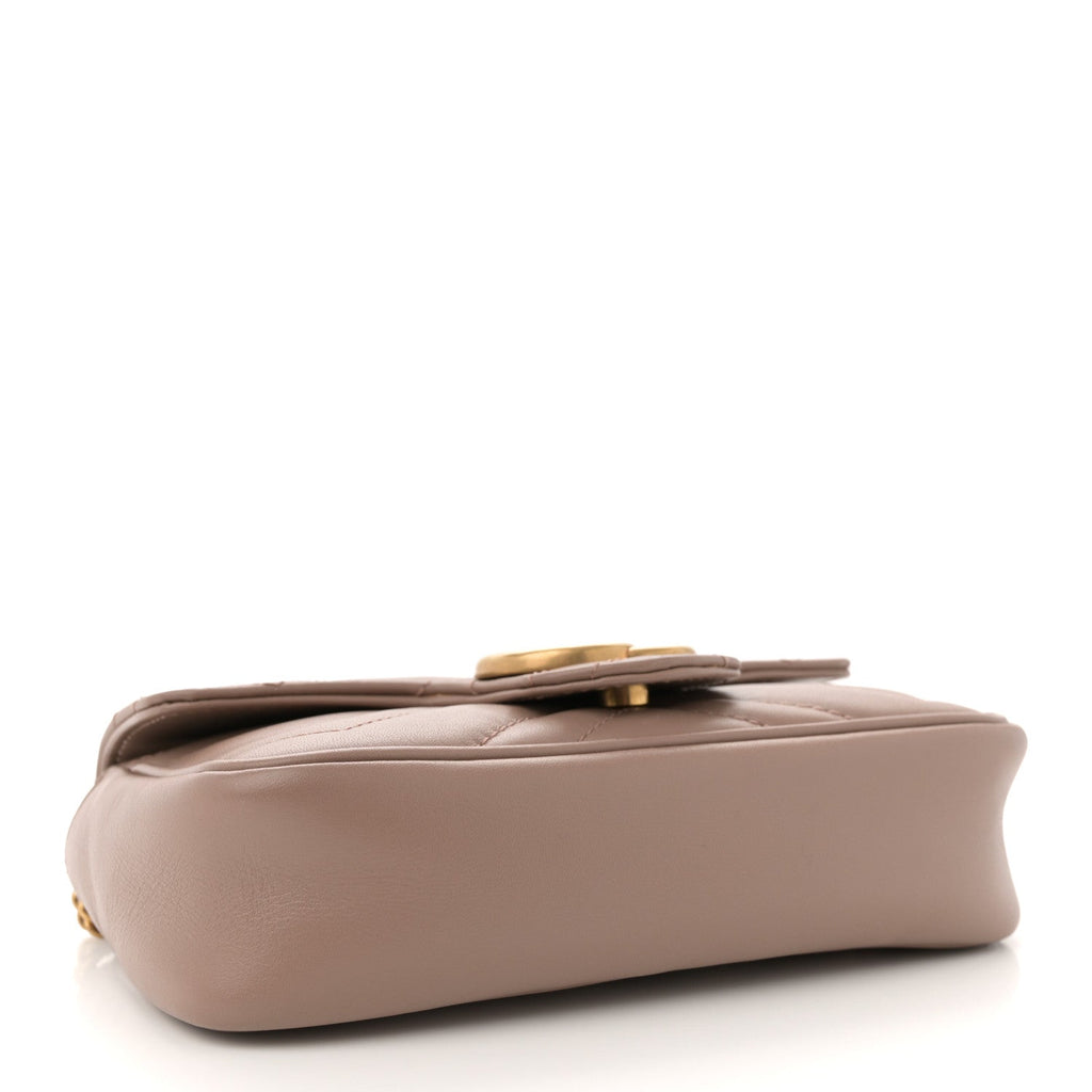 Calfskin Matelasse Super Mini GG Marmont Shoulder Bag Porcelain Rose
