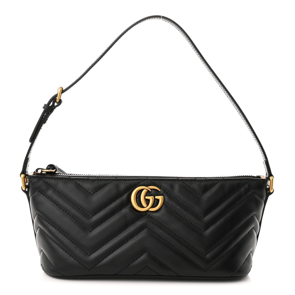 Calfskin Matelasse Chevron GG Marmont Sling Shoulder Bag Black