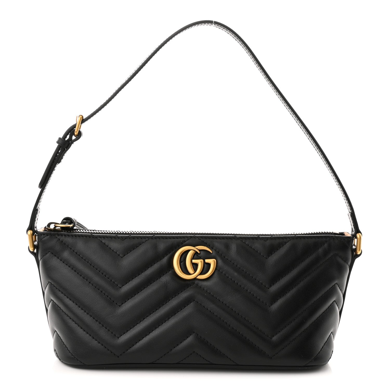 Calfskin Matelasse Chevron GG Marmont Sling Shoulder Bag Black
