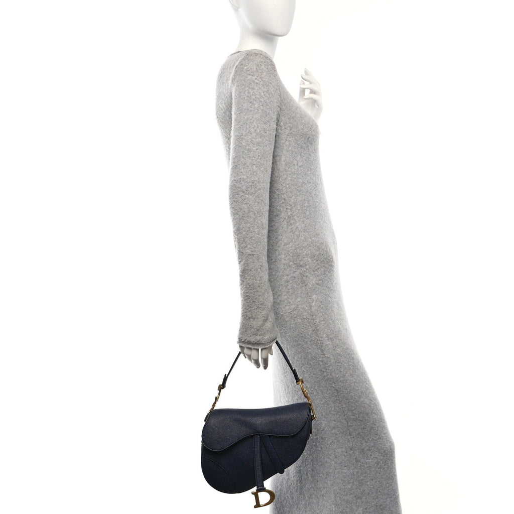Grained Calfskin Saddle Bag Navy