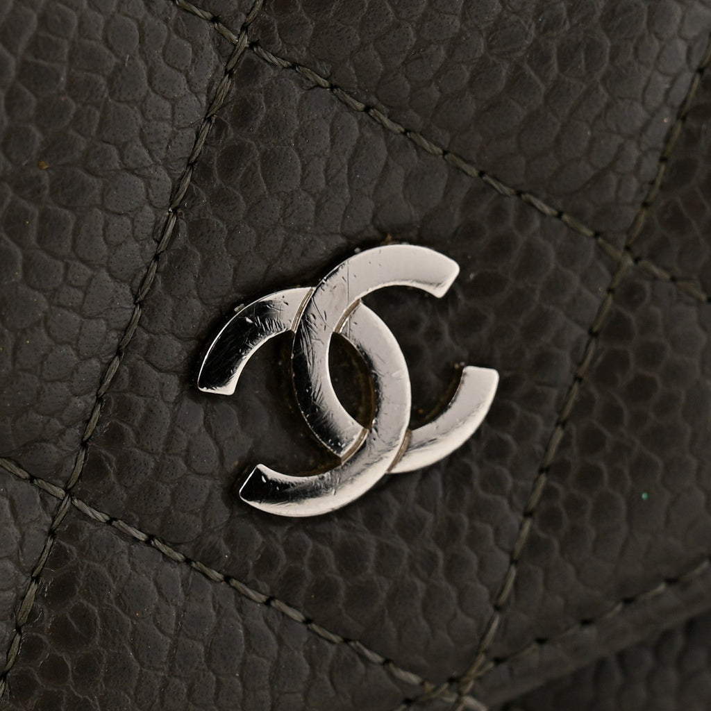 Caviar Quilted Wallet On Chain WOC Dark Grey