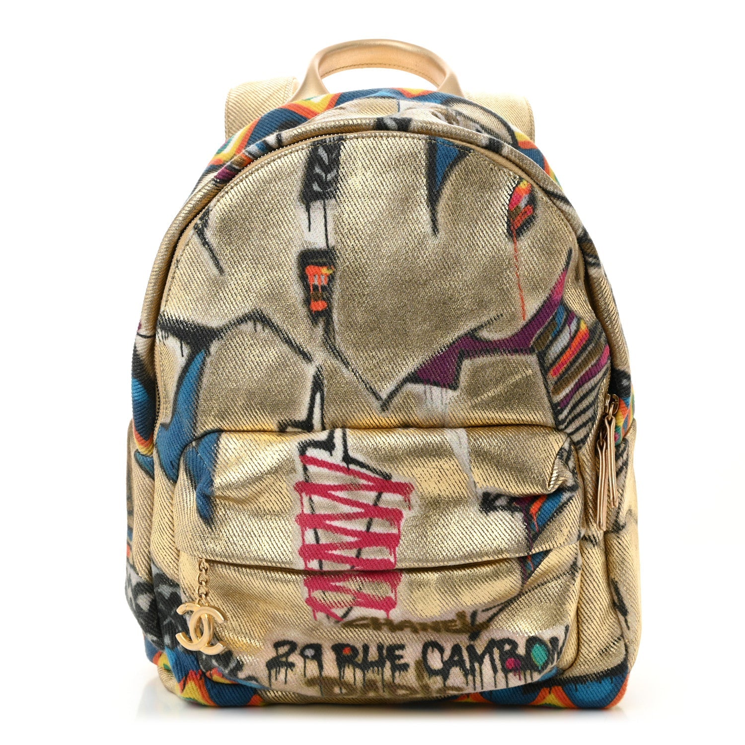 Graffiti Printed Canvas Street Spirit Backpack Multicolor