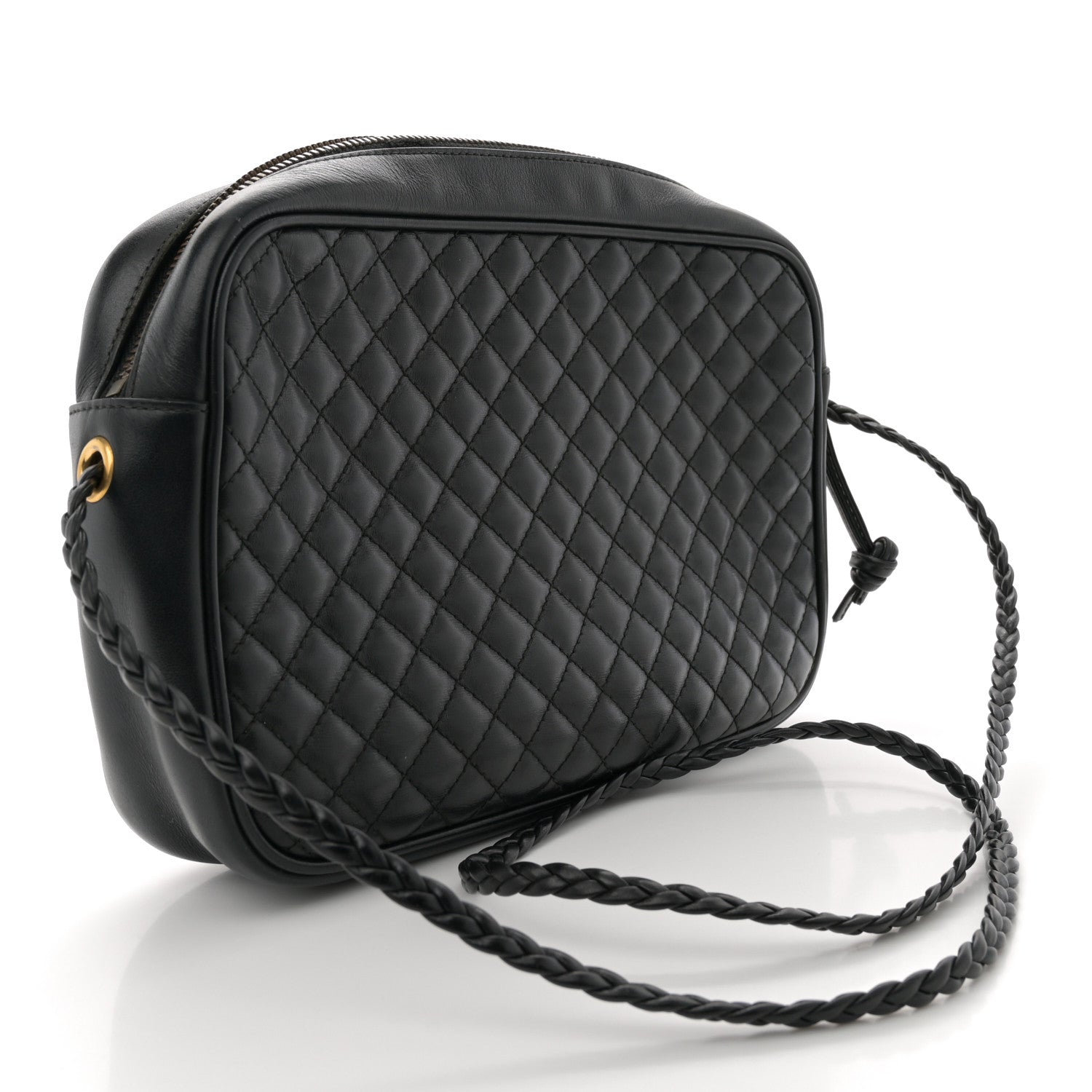 Calfskin Web Trapuntata Small GG Shoulder Bag Black