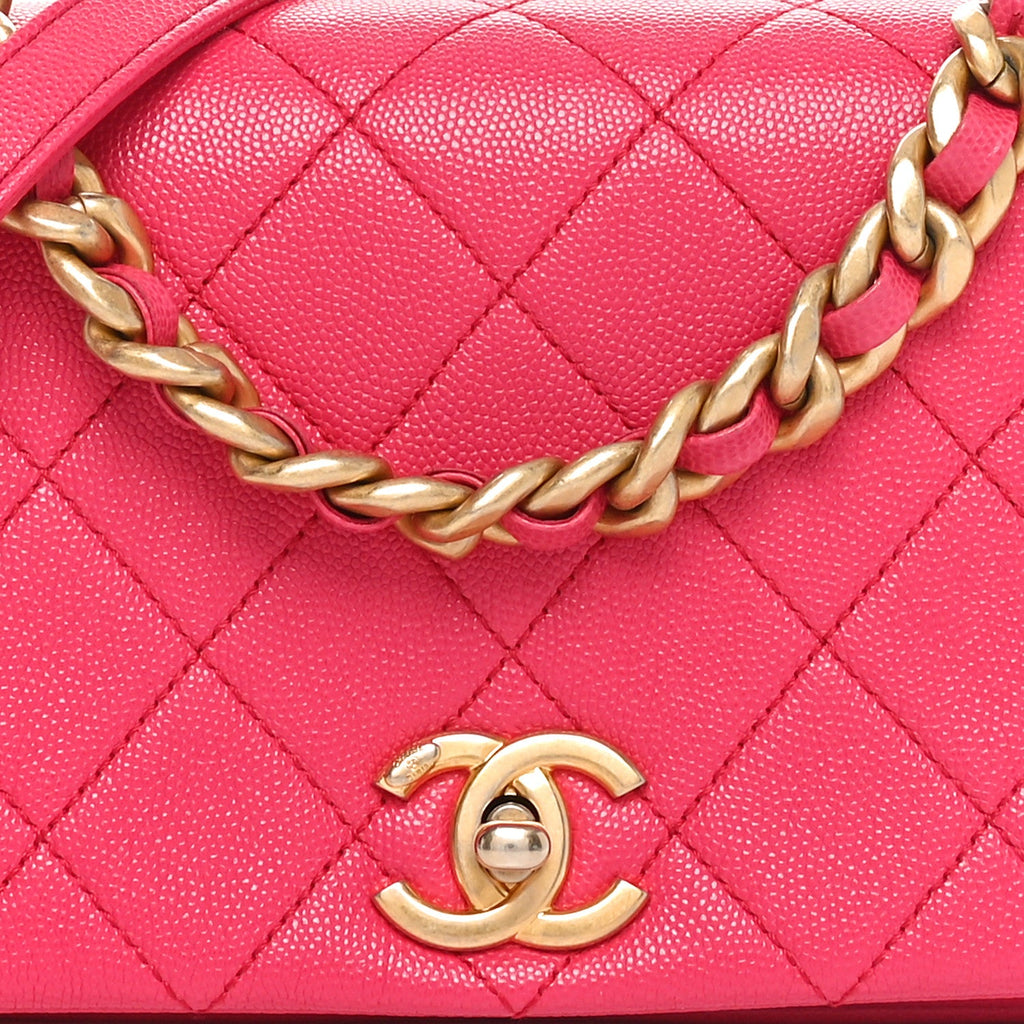 Caviar Quilted Small Fashion Therapy Flap Bag Dark Pink