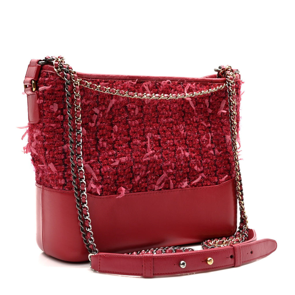 Tweed Calfskin Medium Gabrielle Hobo Pink