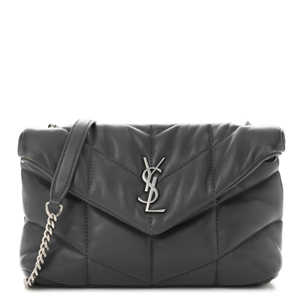 Lambskin Quilted Small Loulou Puffer Monogram Chain Satchel Storm
