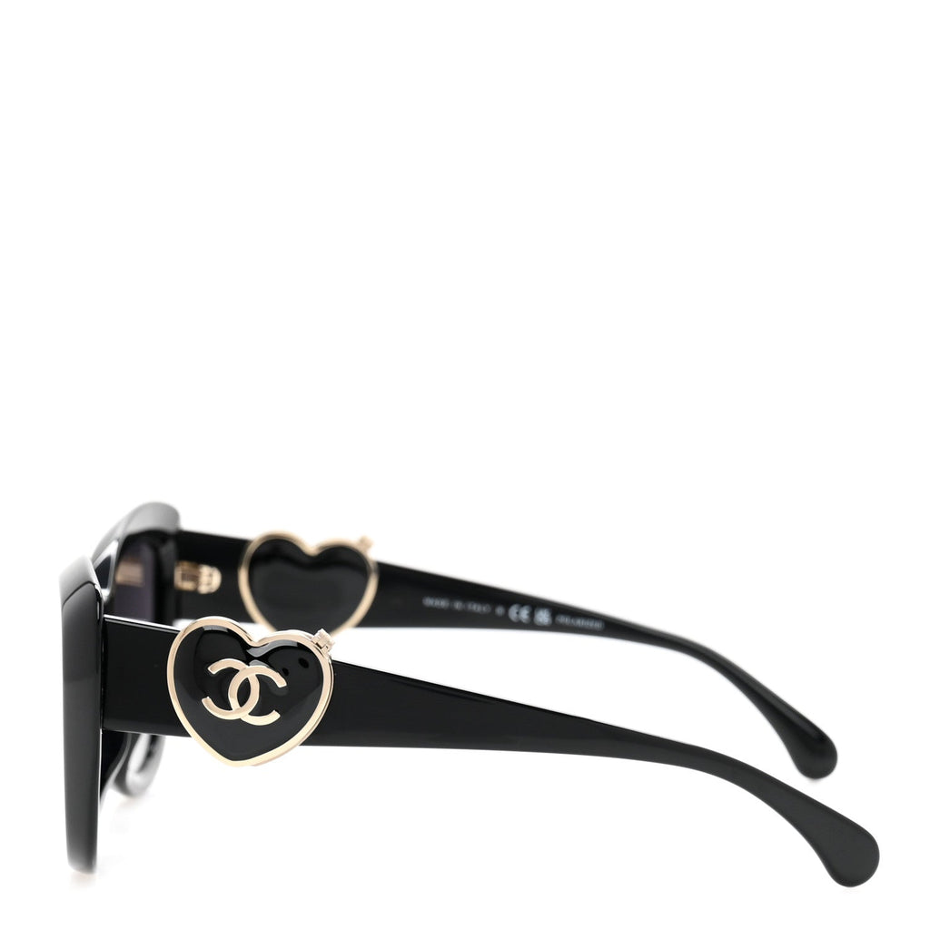 Acetate Enamel Heart Butterfly Sunglasses 5517 Black