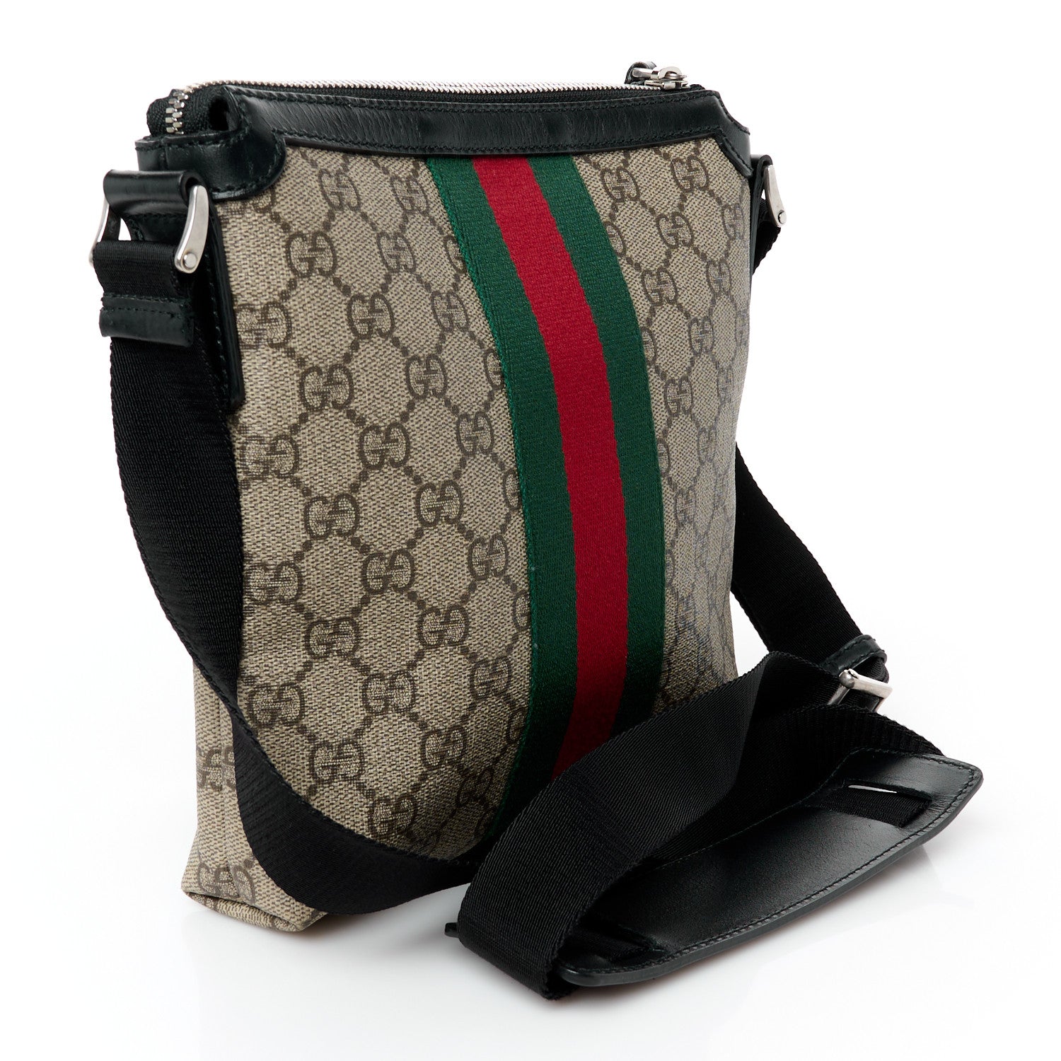 GG Supreme Monogram Web Messenger Bag Black