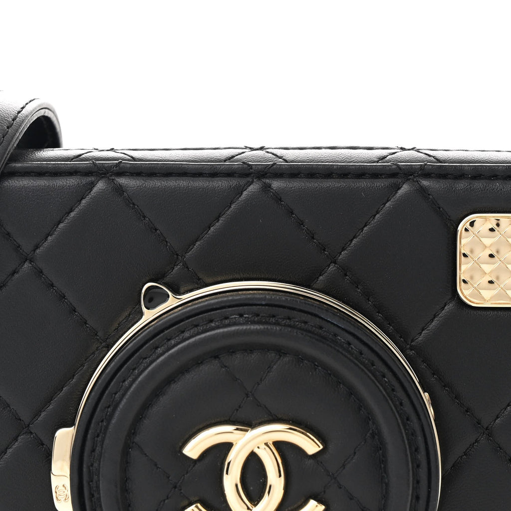 Lambskin Quilted Coco  Bag Black