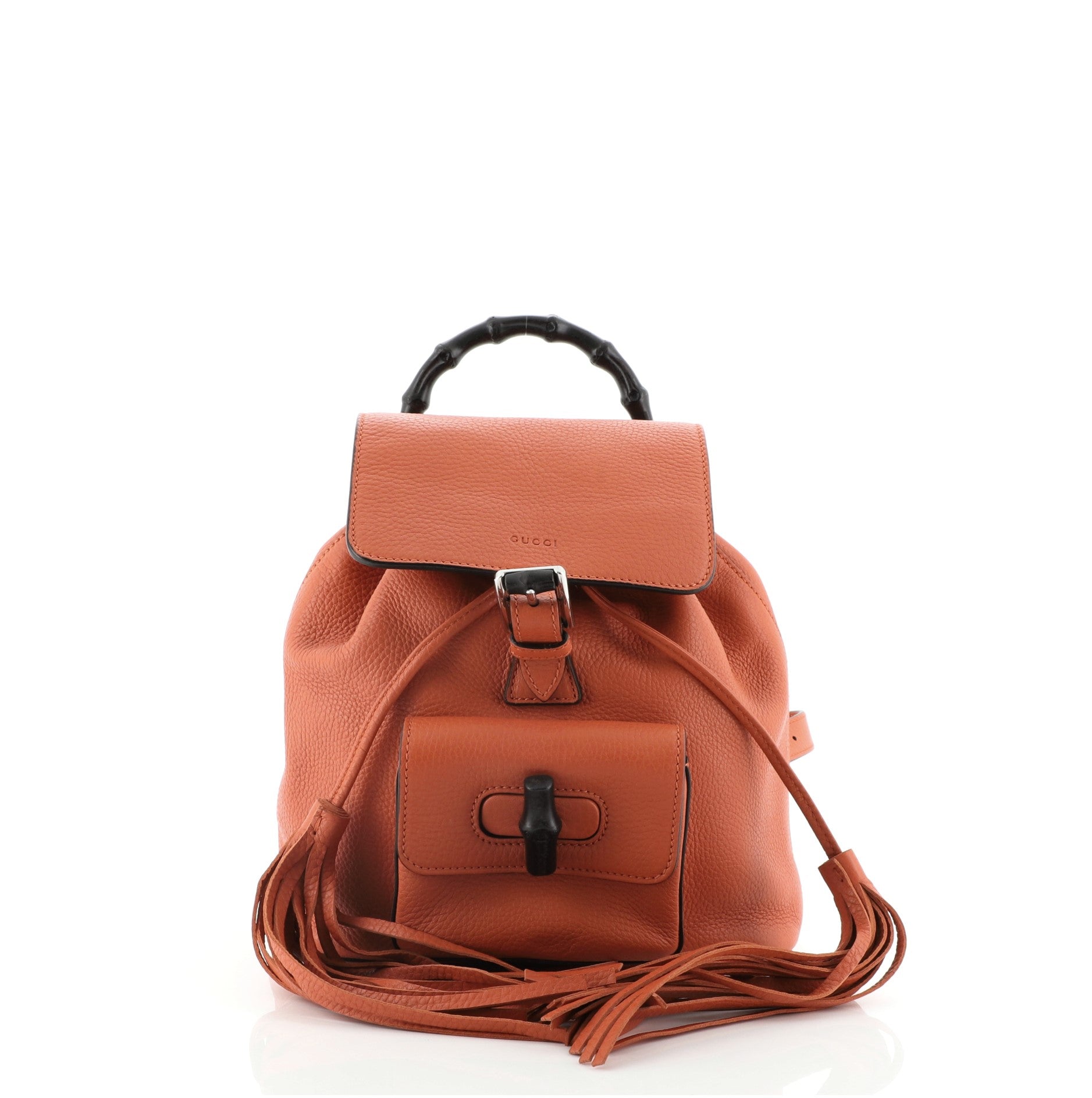 Bamboo Tassel Backpack Leather Mini