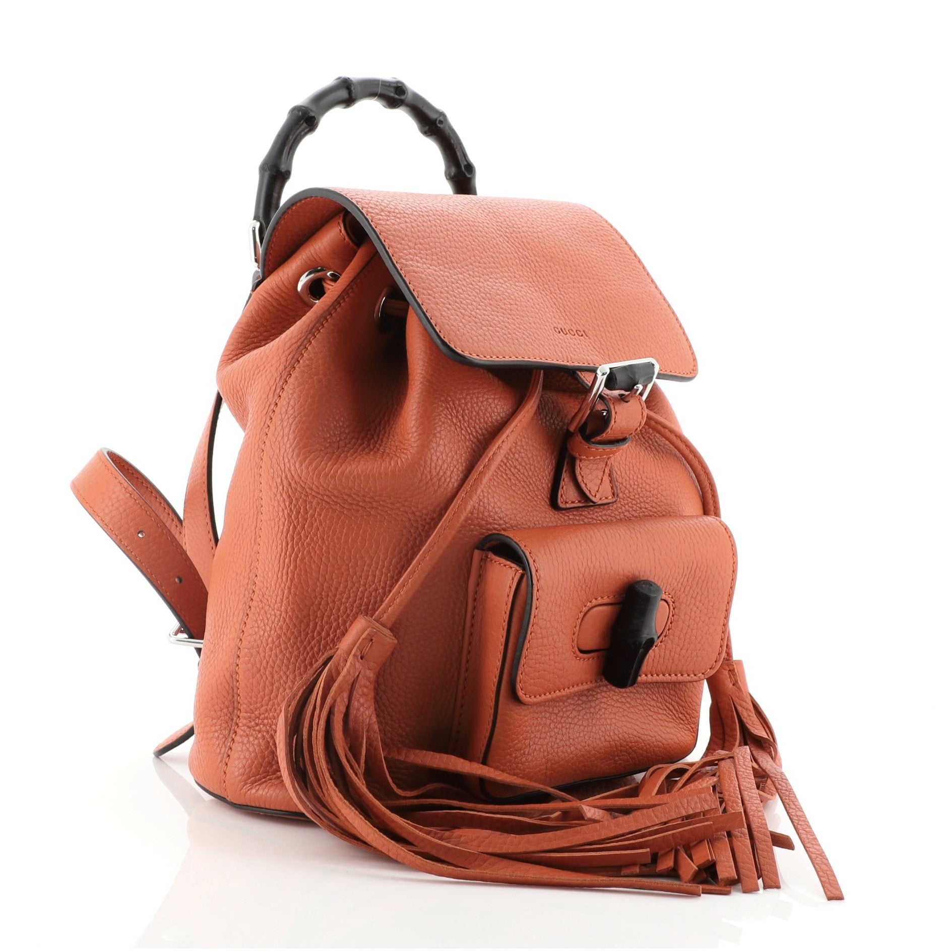 Bamboo Tassel Backpack Leather Mini