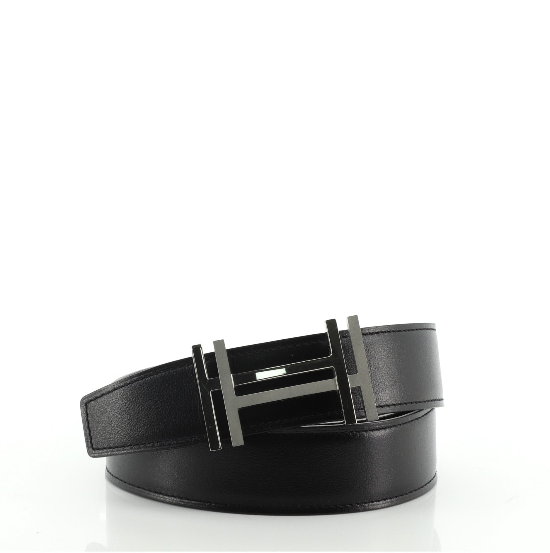H Au Carre Reversible Belt Leather Medium 80