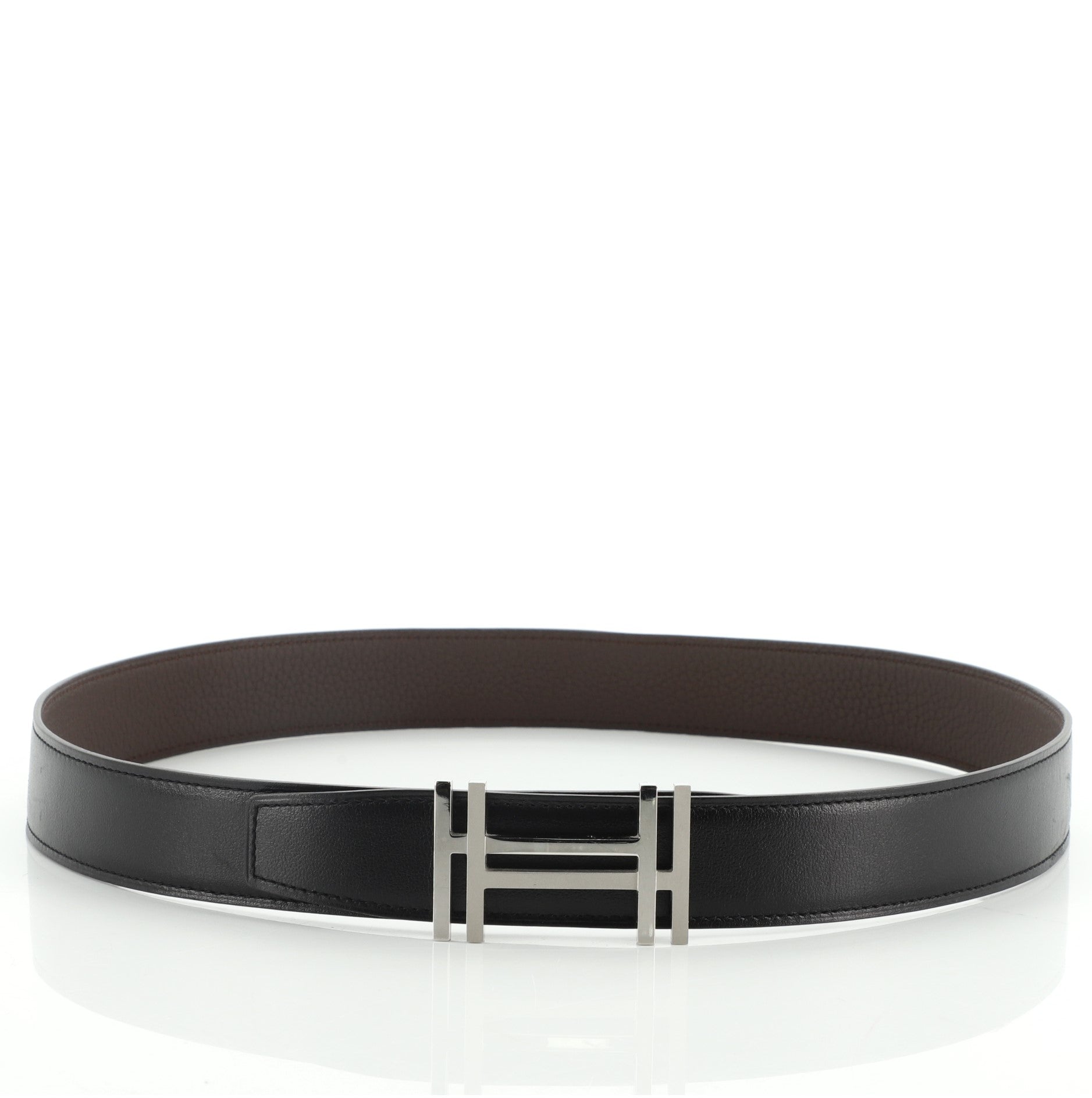 H Au Carre Reversible Belt Leather Medium 80