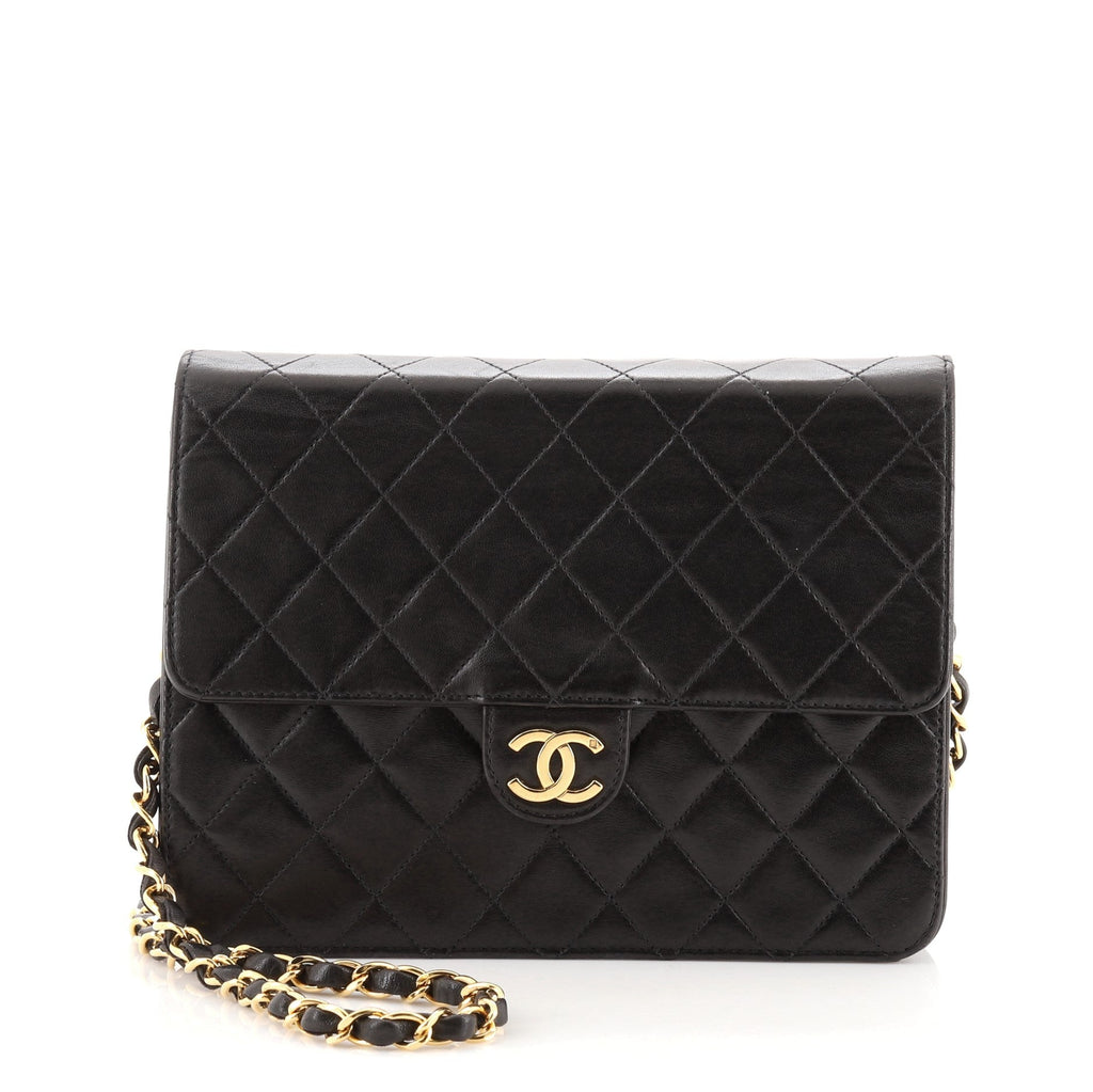 Vintage Clutch with Chain Quilted Leather Small