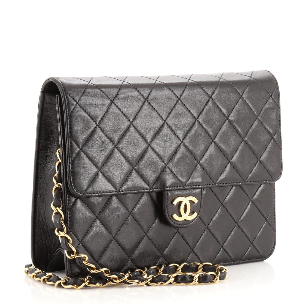 Vintage Clutch with Chain Quilted Leather Small