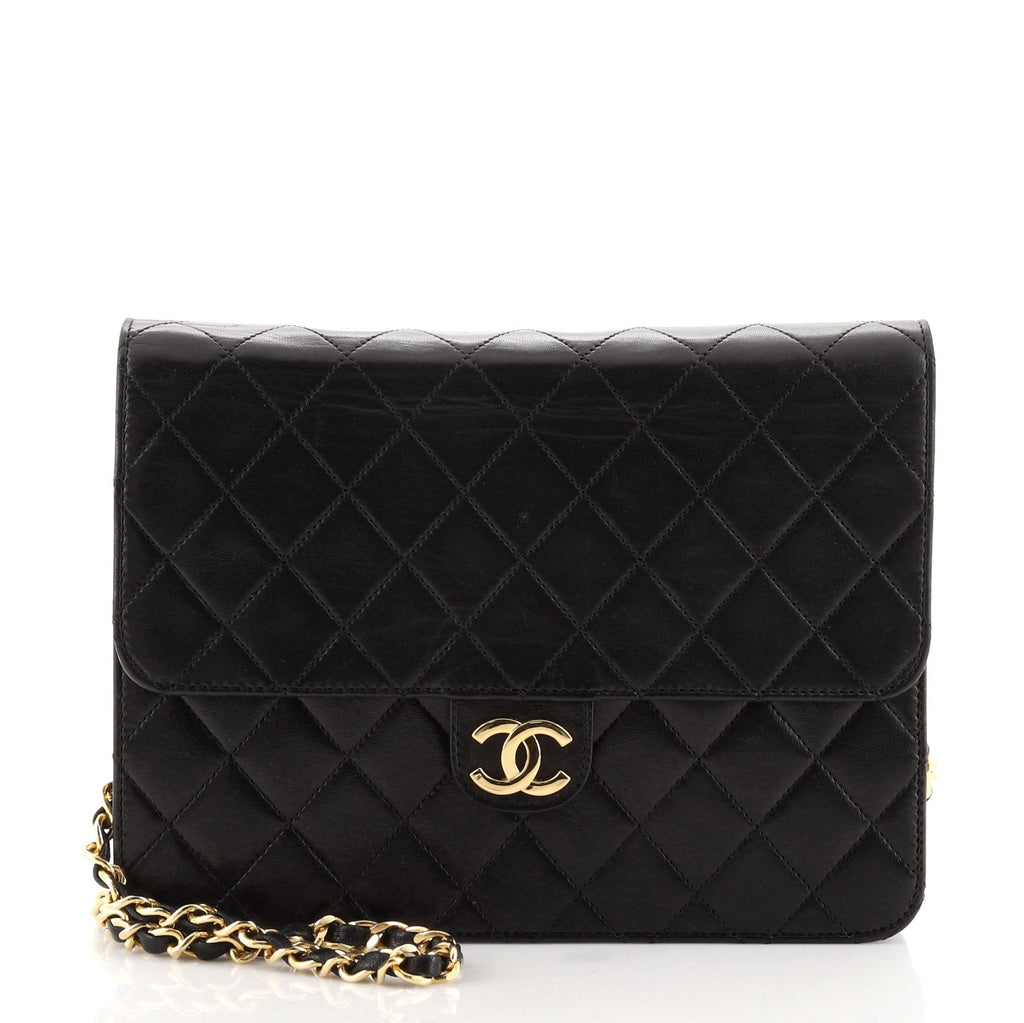 Vintage Clutch with Chain Quilted Leather Small