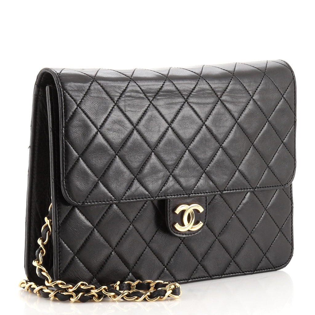 Vintage Clutch with Chain Quilted Leather Small