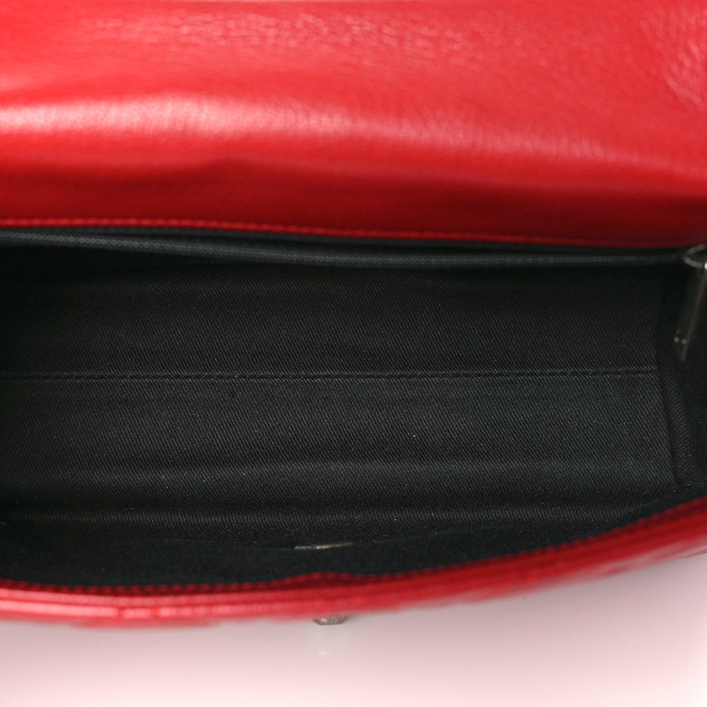 Goatskin Quilted Medium City Rock Flap Red