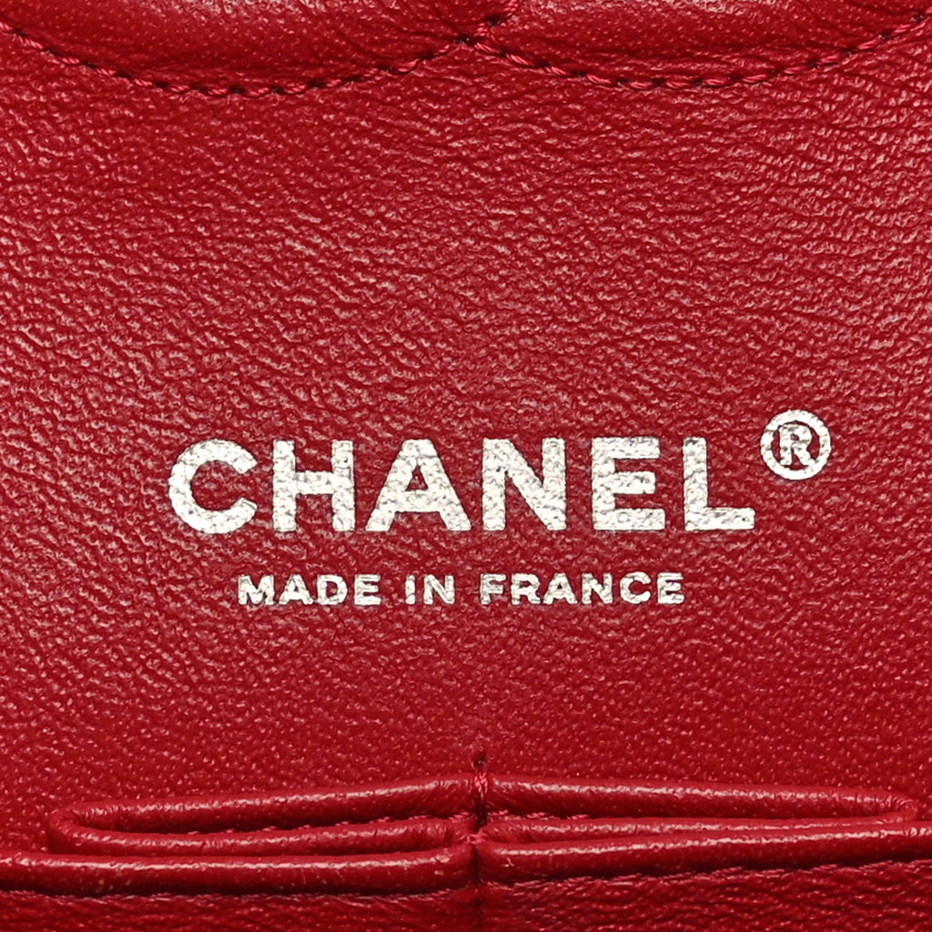 Patent Calfskin Quilted Medium Double Flap Red