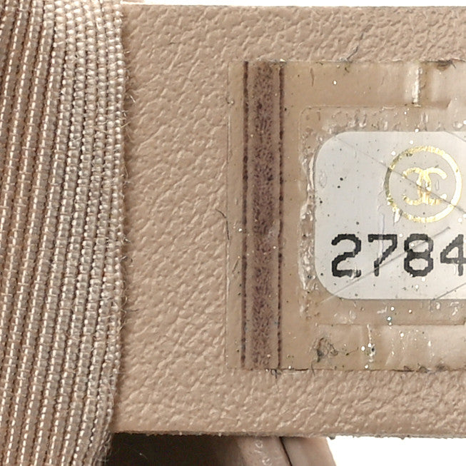 Calfskin Stitched Medium Covered CC Flap Bag Beige