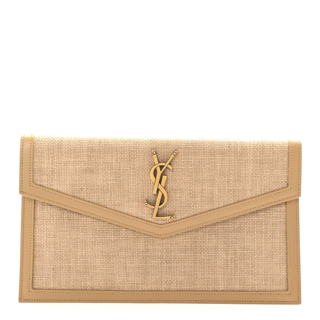Micro Raffia Uptown Pouch Natural Hay Blush