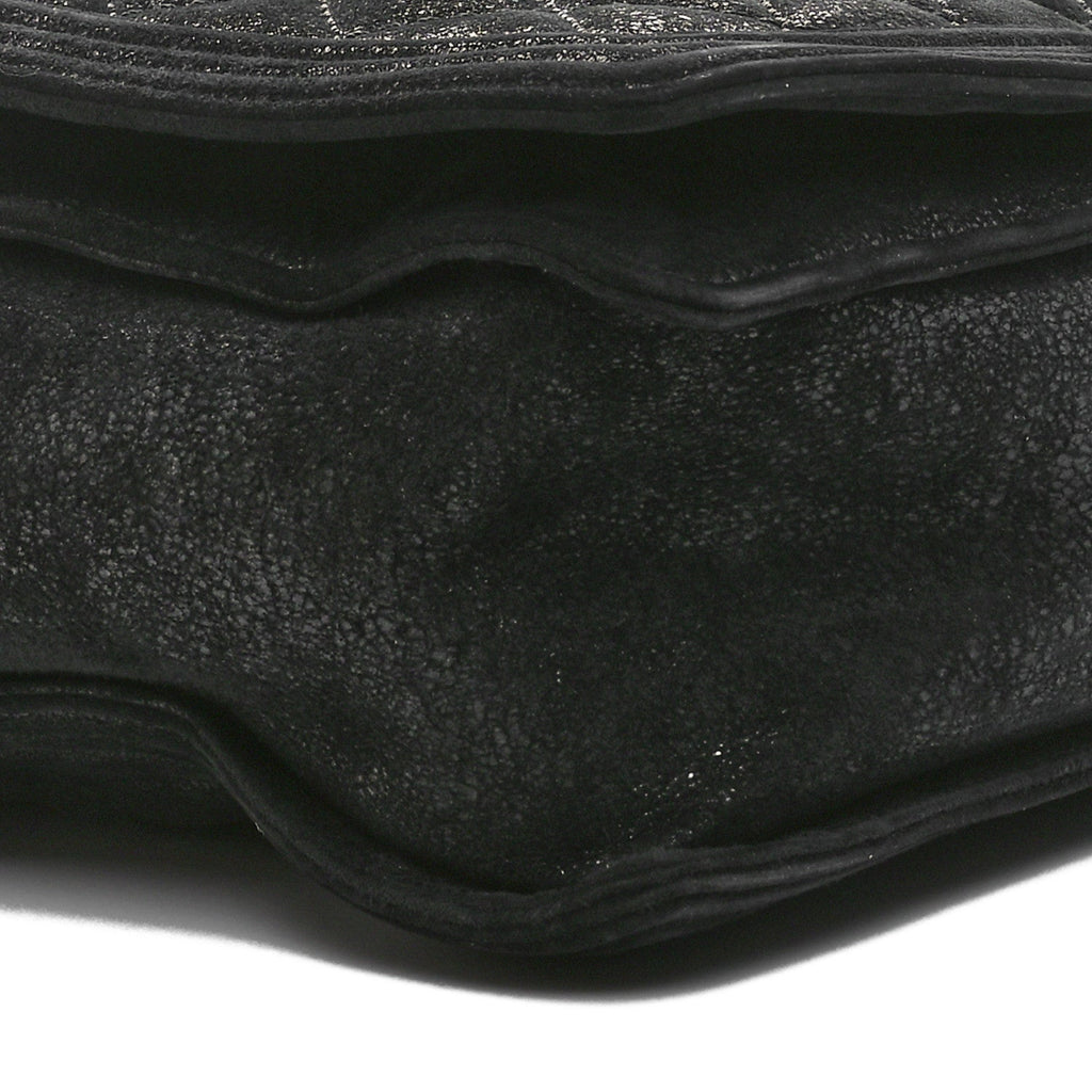 Iridescent Calfskin Quilted XL Gentle Boy Flap Black