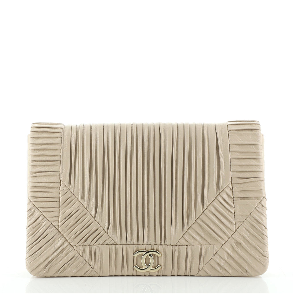Coco Pleats Flap Clutch Pleated Crumpled Calfskin Small