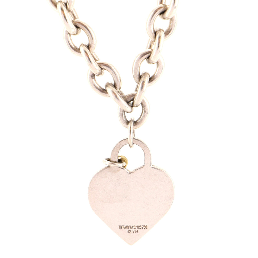 Vintage Heart Padlock Pendant Necklace Sterling Silver with 18K Yellow Gold